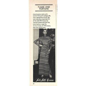 Saks Fifth Avenue Flame Fashion Advertisement 1970s Vintage Print Ad 9 inch N